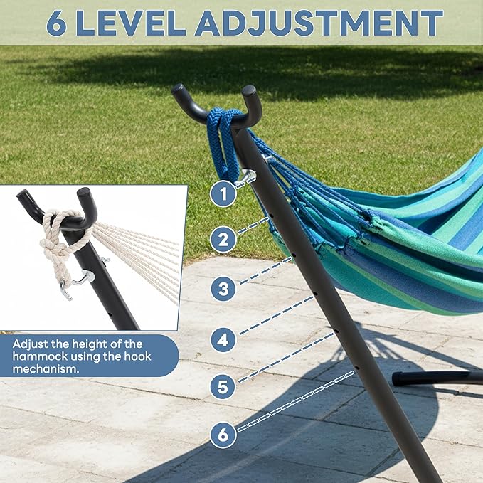 DUMOS Hammock Stand Only, Heavy Duty Hammock Stands for Double 2 Person, Portable Steel Stand for Outside Garden Backyard Patio Pool Beach with Carrying Case