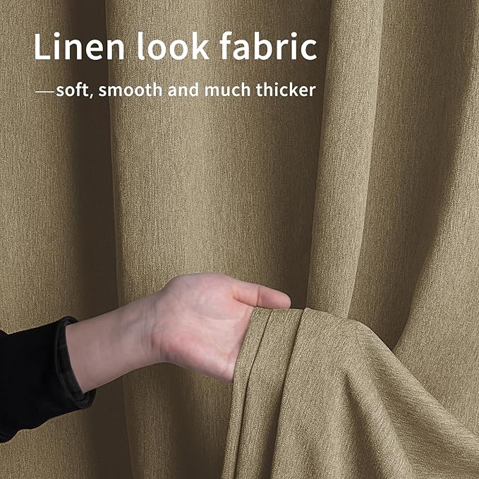 Easy-Going Linen Look Outdoor Curtains Waterproof Windproof Porch Curtains, Soft Thicken Outdoor Privacy Curtains for Patio, Gazebo, Grommet Top and Tab Bottom Drape, 1 Panel, 110x84 inch, Khaki