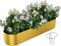 Galvanized Metal Planter Round Raised Garden Bed Kit for Gardening Outdoor Garden Box Raised Flower Bed 1PC Gold 8X2X1FT