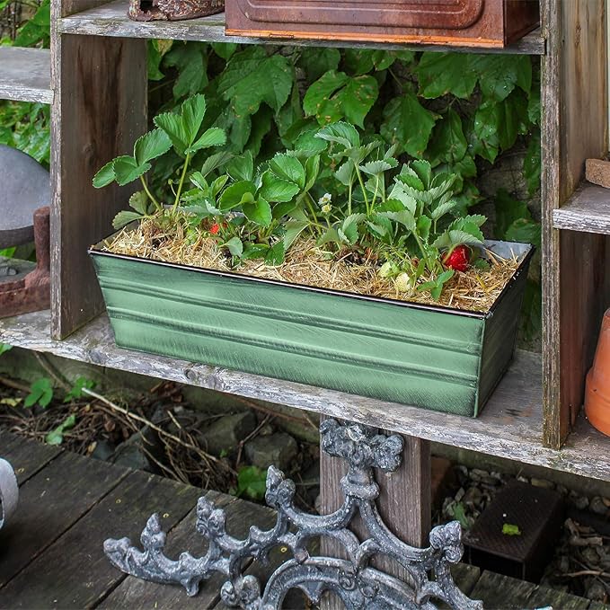Achla Designs Galvanized Window Flower Box Planter-Green-Small (22" L x 6" W x 5" H)