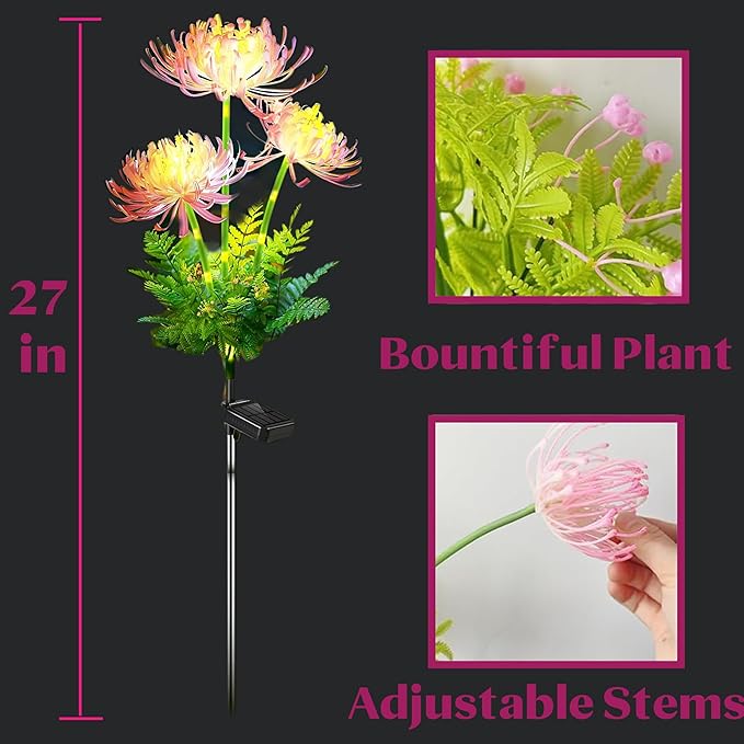 Solar Garden Lights Glowing Flowers & Stems, Outdoor Garden Decoration, Yard Decor