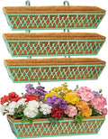 4 Pack 30 Inch Window Boxes Planters Railing Planter Box with Adjustable Brackets for Porch Fence Patio Balcony Hanging Flower Baskets with Coco Liners for Outdoor Garden Decor - Green
