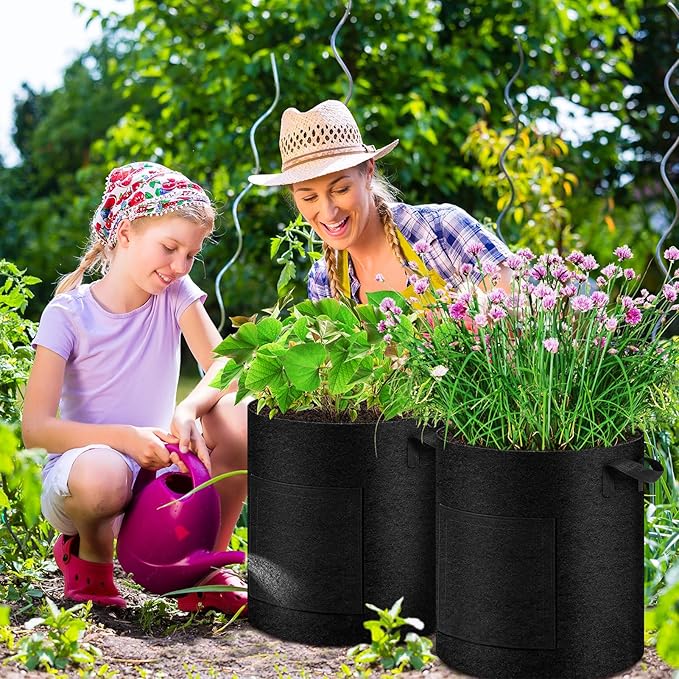 2 Pack 15 Gallon Potato Grow Bags with Pull-Down Harvest Window, Potato Bags for Growing Potatoes Heavy Duty Thickened Nonwoven Fabric Gardening Vegetable Growing Bags with Visible Window