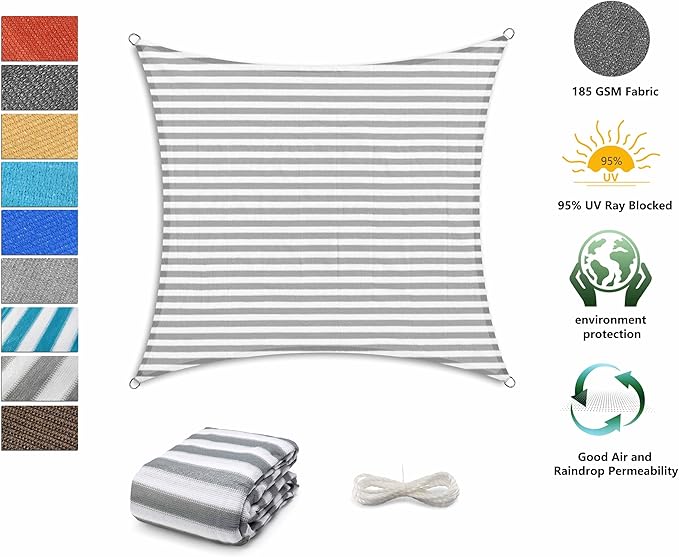 Tronssien Rectangle 12'x16' Sun Shade Sail,95% UV Blockage Canopy Awning for Outdoor Patio and Garden, Yard Activities