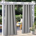NICETOWN 2 Panels Outdoor Curtains for Patio Clearance W52 by L84 inch, Rustproof Grommet Blackout Waterproof Indoor Outdoor Drapes Thermal Insulated for Cabana, Silver Grey