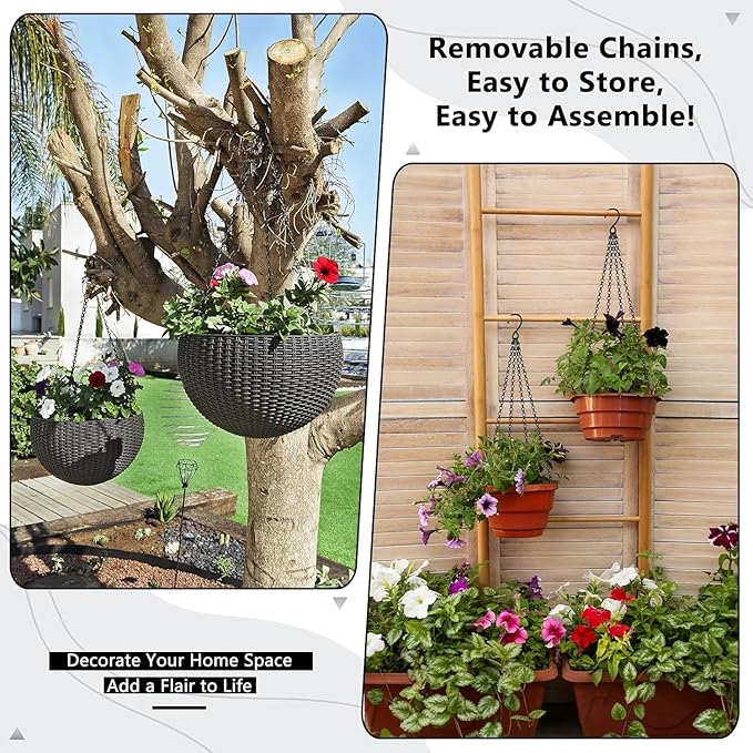 garini 6 Pack, 23 Inch Hanging Baskets Chain,Black Hanging Chains with Hooks Flower Pot Chain Replacement Plant Hangers for Planters, Bird Feeders and Lanterns