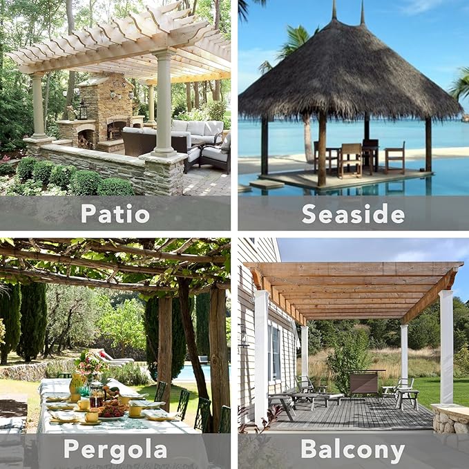 Easy-Going Outdoor Patio Curtains Detachable Tab Top Windproof Weatherproof Curtain for Cabana, Porch, Pergola and Gazebo, Tab Bottom Drape, 2 Panels, 110W x 84L inch, Black