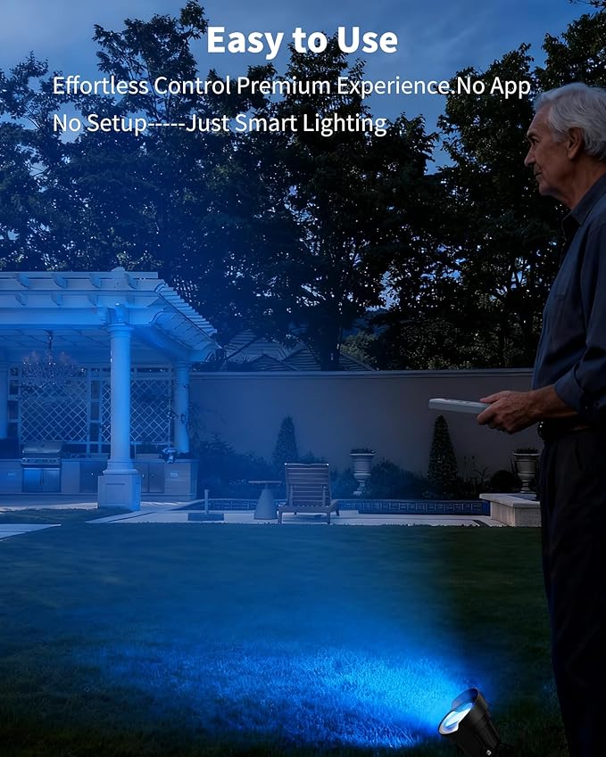 Ofuray Solar Spot Lights Outdoor, RGB Color Changing with 8 Lighting Modes, IP67 Waterproof Landscape Lights 9.8ft Cable, 5200mAh Power Dusk to Dawn Solar Spotlights for Flag, Garden & Outdoor Décor