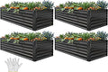 YITAHOME 6x3x2 ft 4pcs Galvanized Raised Garden Bed Kit, Large Metal Planter Box with Gloves & Support Rod, Outdoor Flower Bed for Plants Vegetables, Black