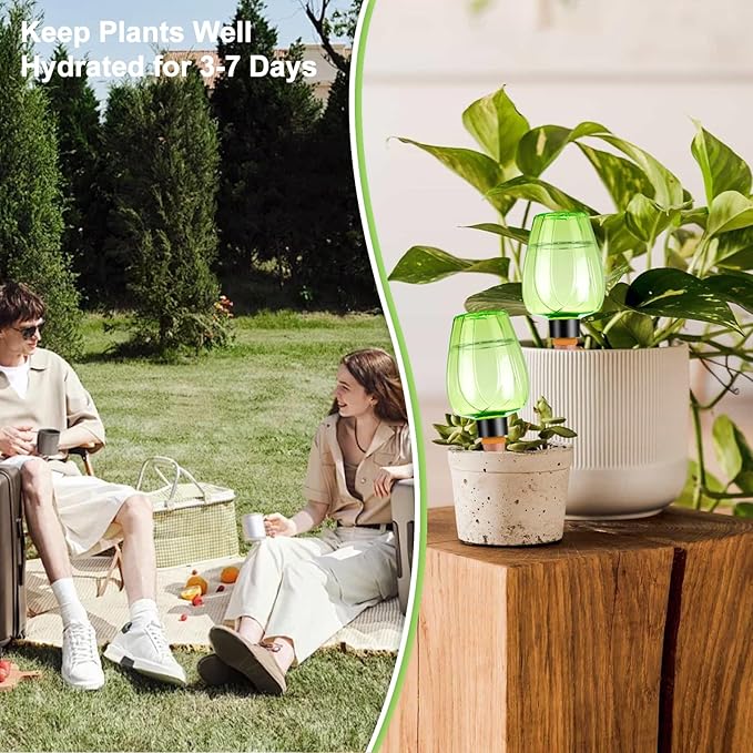 8 Pcs Plant Watering Globes Self Watering Planter Insert Plants Top Fill Water Device Plastic Water Bulbs Slow Release Terracotta for Plants, Green