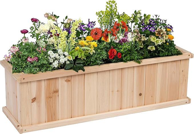 Shine Company Premium Cedar Raised Garden Bed, Planter Box for Vegetables, Flowers, or Herbs 40" L x 12" D x 12" H