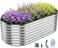 Galvanized Metal Planter Round Raised Garden Bed Kit for Gardening Outdoor Galvanized Planter Outdoor 1PC Metal 6X3X1FT