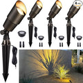 Gardenreet Brass Landscape Lighting - Outdoor Low Voltage Spotlights LED, 12V Wired Uplights, Waterproof Spot Lights, Antique Bronze for Outside Trees with 5W 2700K Warm White MR16 Bulb (4 Pack)