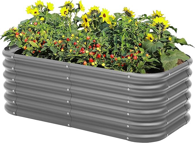 Galvanized Raised Garden Bed, Outdoor Planter Bed, Metal Planter Box for Gardening and Planting,4x2x1.5ft, Dark Grey