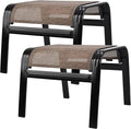 Patio Ottoman Outdoor Footstools Assembled Aluminum Footrest Small Seat for Balcony,Backyard 2 Pack Brown