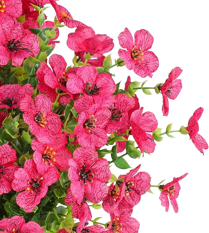 AGIRL 16 Bundles Artificial Flowers for Outdoor,No Fade Fake Plastic Flowers Faux Plants for Hanging Planters Decoration Indoor Outside Garden Porch Window Box Home Wedding