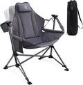 EVER ADVANCED Padded Hammock Camping Chair, Oversized Heavy Duty Swing Chair with Detachable Cup Holder, Portable Folding Rocking Camping Chair, Support Up to 400lbs