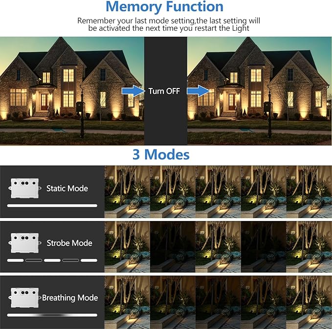MEIHUA Solar Spot Lights Outdoor, 3 in 1 Landscape Spotlights 2700K Warm White, 3 Lighting Modes & 3 Brightness, IP66 Waterproof Solar Lights Outdoor Garden for Pathway Driveway Yard Tree