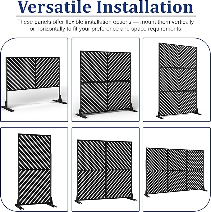 Outdoor Privacy Screen,72" H×47" W Metal Privacy Screen, Freestanding Privacy Fence Panels for Patio