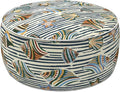 LVTXIII Indoor/Outdoor Inflatable Ottoman with Handle D21 x H9 Inch, Weather-Resistant Round Footstool Pouf for Patio Camping Living Room, Portable Footrest Extra Seating, Cabana Shells