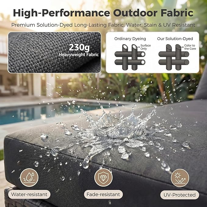 NICESOUL 9 Piece Patio Furniture Set with Fire Pit Table Propane/Natural Gas, 29.3'' High Back Extra Large Outdoor Sectional with Firepit & Chaise Lounge, Deep Seated PE Wicker Conversation Set, Gray