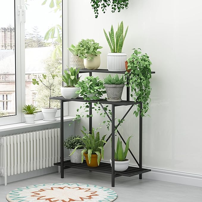 Zhongma 3 Tier Sturdy Plant Stand Space-Saving Heavy Duty Plant Holder for Home Indoor and Outdoor, L35.43 xW17.32 x H39.37 inch, 660 LBS Capacity & Heavy Duty Construction. …