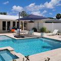 PURPLE LEAF 8' X 8' Patio Umbrella for Pool 7' High Offset Outdoor Cantilever Umbrella Swimming Pool Umbrella with 360°Rotation for Poolside Navy Blue