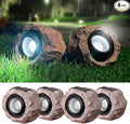 4 Pack Solar Rock Lights Outdoor, Angle Adjustable Solar Lights Outdoor Waterproof, LED Solar Garden Lights, Auto On/Off Landscape Lighting for Yard Pathway Patio Flower Bed - White Glow (Stone Brown)