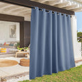 RYB HOME Extra Wide Outdoor Curtains for Patio Waterproof Heavy Duty Thermal Insulated in Summer Full Coverage Privacy for Porch, Gazebo & Pergola, W100 x L84, Stone Blue, 1 Panel