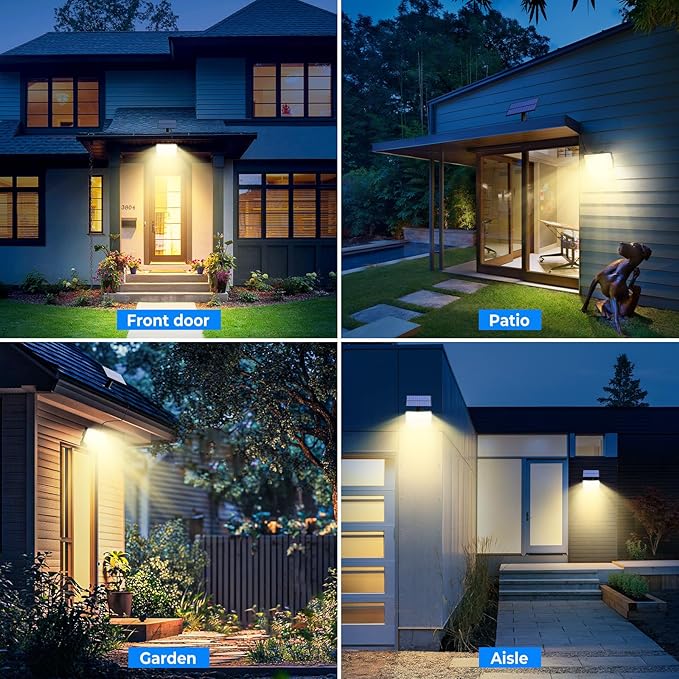 Peasur Solar Motion Lights Outdoor, 318 LED Solar Security Light with 3 Modes, IP65 Waterproof Powered Flood Lights for Outside Garden Patio Garage Yard Backyard (Warm White)