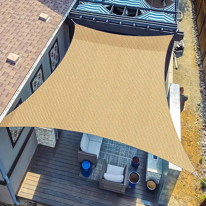 SUNLAX Custom Size 8' x 19' Sand Sun Shade Sail Canopy Commercial Rectangle Sail Shade Fabric for Patio Garden Backyard Pool (Customized)