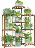 Bamworld Plant Stand Indoor Plants Shelf Outdoor Wood Plant Rack for 4 Tiers Large Flower Stand for Multiple Plants Ladder Plant Holder for Living Room Boho Home and Gardening
