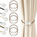 Hion Magnetic Curtain Tiebacks Dark Brown 6 Pack, Curtain Tiebacks Buckles Holdbacks Holders Hooks Clip for Home Bedroom Office Decorative Thick or Thin Curtain