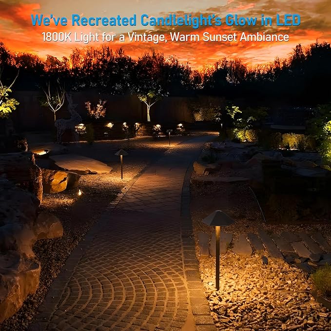 LEONLITE 5CCT Low Voltage Pathway Lights, LED Landscape Path Lights, 1800/2700/3000/4000/5000K, Hexagon Head, 12-24V AC/DC, IP65 Outdoor Walkway Light, Oil Rubbed Bronze Aluminum, Pack of 6