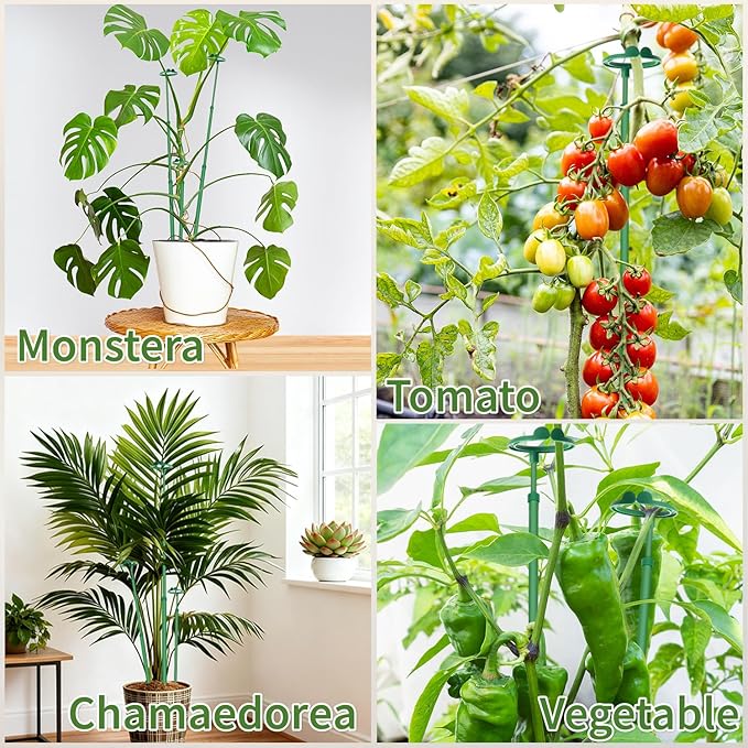 Extendable Plant Stakes,Adjustable Length from 17.9IN to 42.3IN Monstera Support Stakes with Clips,Sturdy Plant Stakes for Indoor Outdoor,Garden Sticks for Tomato,Orchid,Climbing Plants- 5Pack