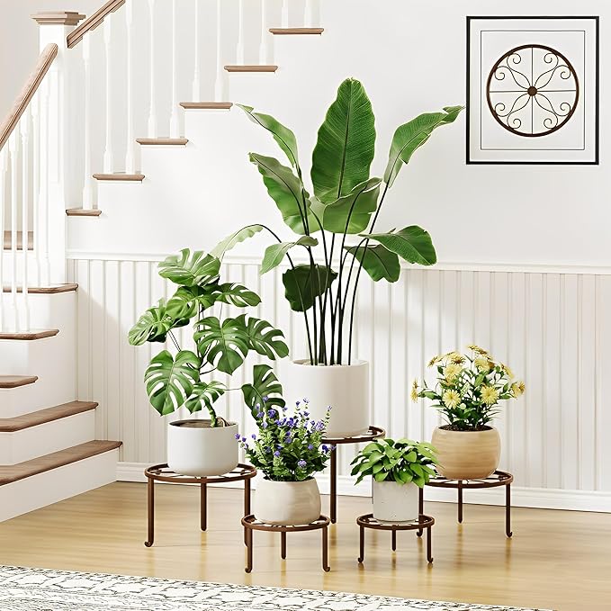 Set of 5 Metal Plant Stand for Heavy Potted Plant for Home Indoor and Outdoor Round Metal Corner Plant Stand for Flower Pot Stand Holder