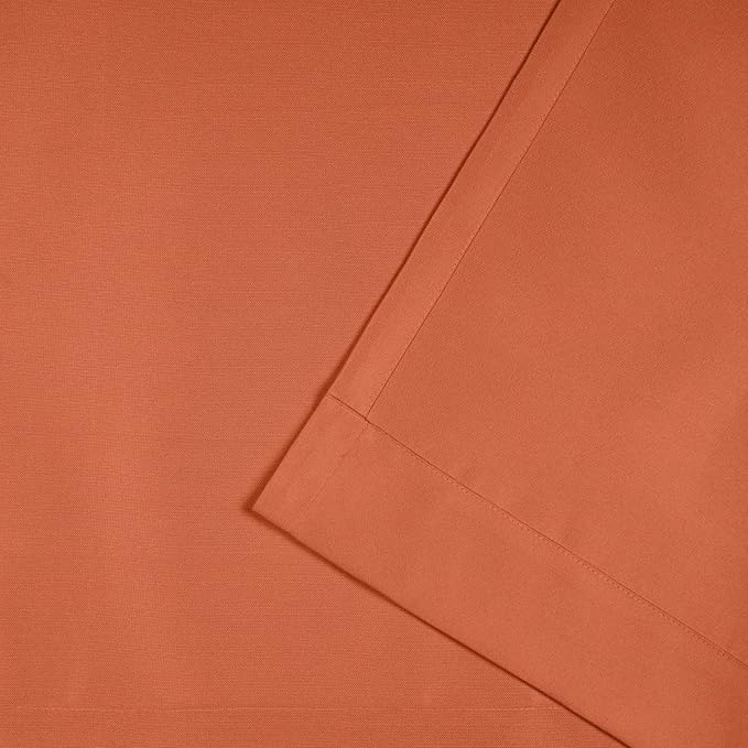 Exclusive Home Cabana Solid Indoor/Outdoor Light Filtering Hook-and-Loop Tab Top Curtain Panel Pair, 54"x84", Mecca Orange