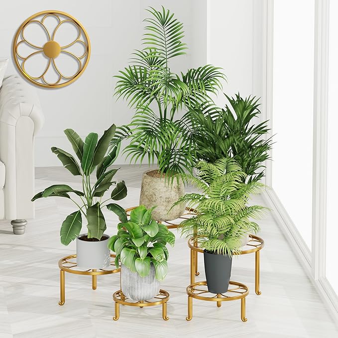 5 Pack Metal Outdoor Plant Stand Heavy Duty Plant Pot Stands for Indoor and Outdoor Round Flower Pot Support Rack for Multiple Display Pot Rack