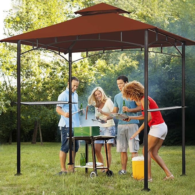 Eurmax USA High Performance Grill Gazebo Canopy Replacement Cover 5x8 BBQ Shelter Top (Rust Red)