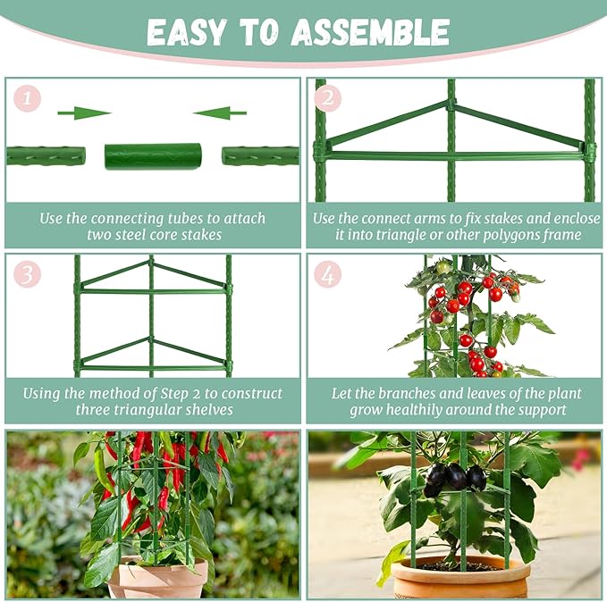 Legigo 2-Pack Tomato Cage for Garden Plant Support - Up to 48in Garden Stakes, Tomato Trellis for Potted Plants, Tomato Cages Plant Stakes for Climbing Vegetables & Flowers