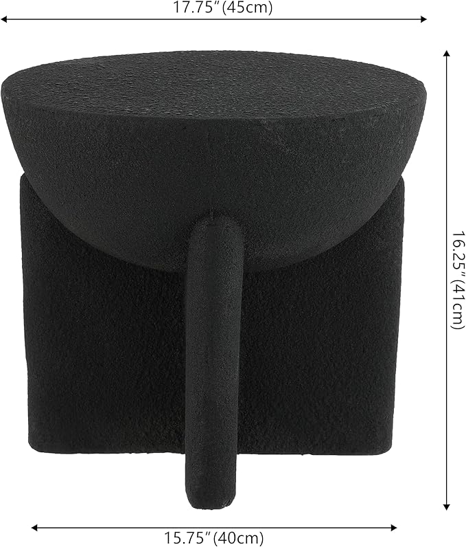 JONATHAN Y TBL1109A Brady 16.25" Minimalist Modern Drum Indoor/Outdoor Accent Table Contemporary, Mid-Century, Art Deco, Bohemian, Patio, Garden, Bathroom, Living Room Black Frosted