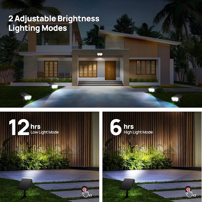 Solar Lights Outdoor Waterproof, Consciot 16 LEDs IP67 Spot Lights Outdoor, Auto On/Off Solar Landscape Spotlights, 2-in-1 Adjustable Wall Lights for Garden Yard Pathway, Cool White 4 Pack