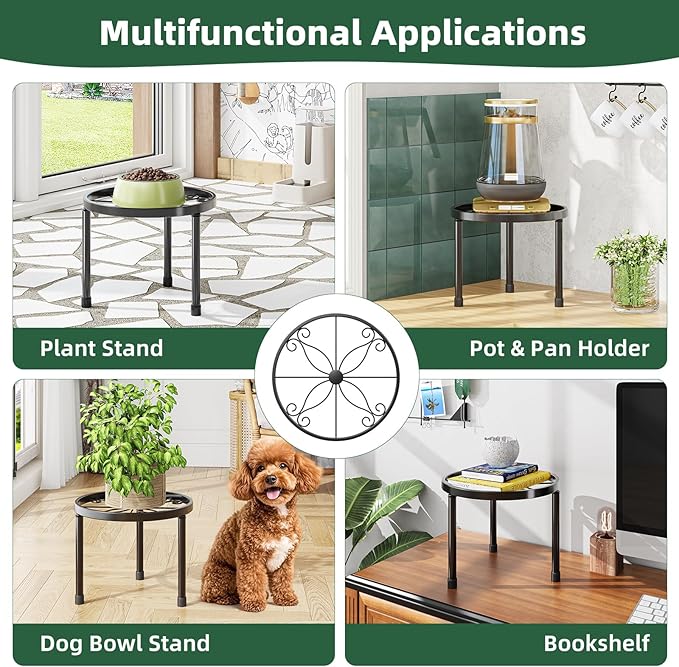 Simple Trending Metal Plant Stand Indoor Outdoor, Heavy Duty Flower Pots Stand, Anti-Rust Iron Plant Pot Shelf Holder for Multiple Plant (5 Pack Black)
