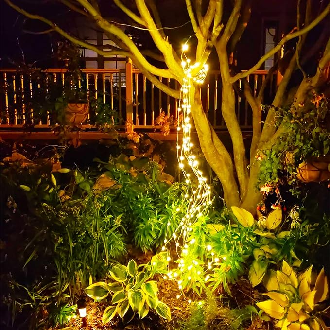 ZNYCYE Solar Waterfall Fairy Bunch Lights Outdoor Waterproof 200LEDs 8 Modes Watering Can Light (NO CAN), Solar Powered String Lights Firefly Vine Garden Decorations Gardening Gifts for Mom
