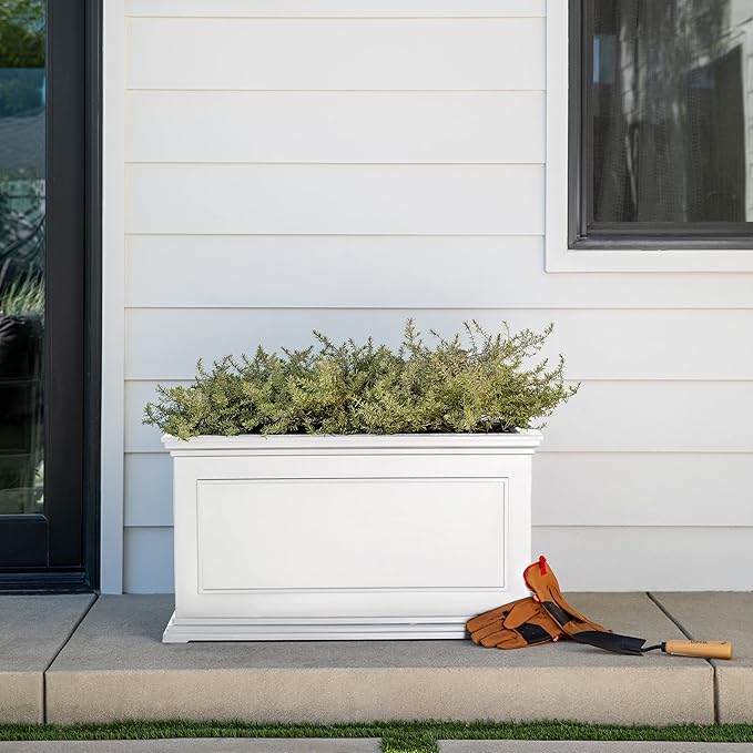 Veradek Brixton Series Long Plastic Planter - Large Planter Box for Indoor or Outdoor Patio/Balcony | Durable All-Weather Use with Drainage Holes | Classic Estate Design for Flowers, Trees, Shrubs