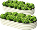 SnugNiture 2 Pcs 6x3x1ft Raised Garden Bed Kit, Outdoor Oval Metal Garden Planter, Ground Planter Box for Gardening Vegetables Flowers, White