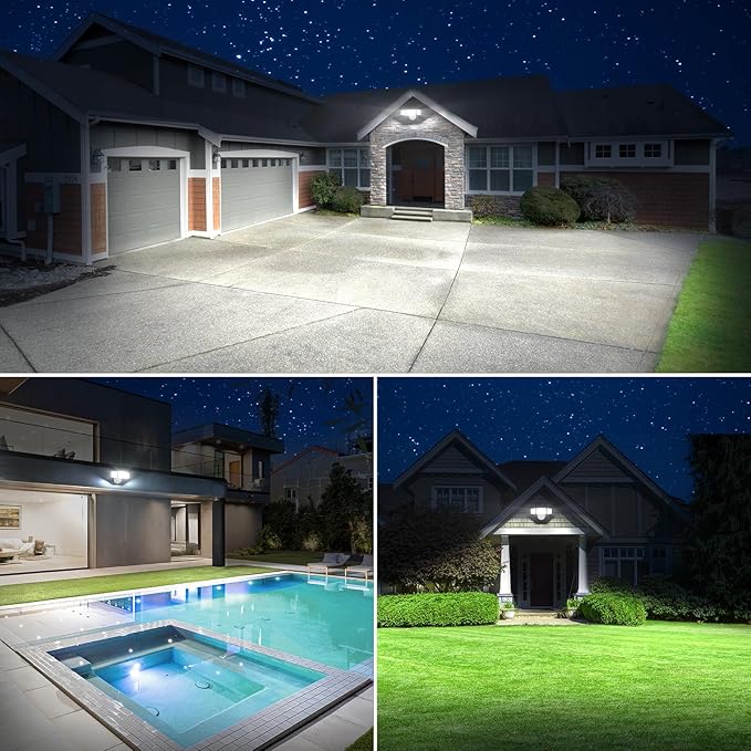 Onforu 100W 11000LM Flood Lights Outdoor, Brightness Security LED Flood Lights with 3 Adjustable Heads, Switch Controlled, IP65 Waterproof 6500K Outside Exterior Flood Light for Yard Garage Eave Patio