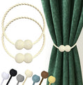 Hion Magnetic Curtain Tiebacks Beige 2pcs, Curtain Tiebacks Buckles Holdbacks Holders Hooks Clip for Home Bedroom Office Decorative Curtain