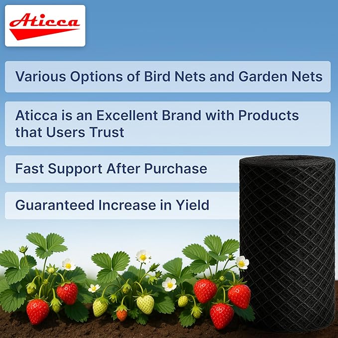 Heavy Duty Bird Netting for Garden Protection & Fruit Trees, 13x40 Ft with 10 Stakes – Black Anti-Bird Net for Poultry, Deer, & Squirrel Protection, Durable Nylon Mesh for Garden and Yard Use