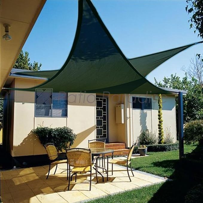 Patio Paradise 2' x 2' x 2' Sun Shade Sail Triangle Canopy Shade Cloth Fabric Sunlight Block Patio Pergola Cover HDPE Deck Awning for Outdoor Backyard Roof Shading, Green